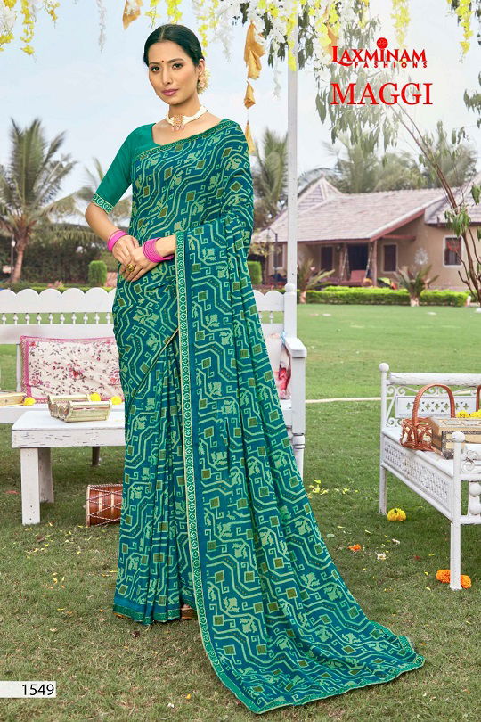 Laxminam Maggi Fancy Ethnic Wear Wholesale Printed Georgette Sarees Catalog
